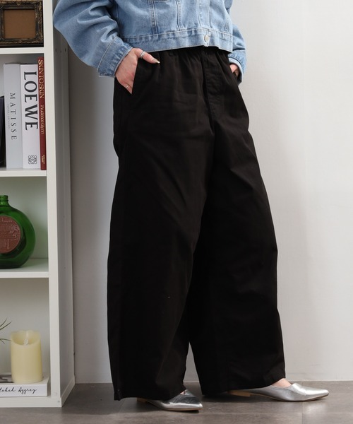 FUNALIVE(ファンアライブ)の「チノワイドパンツ(チノパンツ・レディース・ブラック/カーキ/ベージュ・M/L/3L/LL)」の7枚目の写真