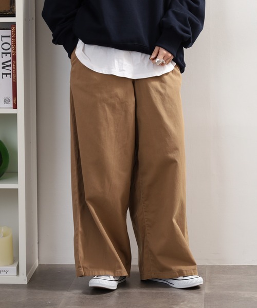 FUNALIVE(ファンアライブ)の「チノワイドパンツ(チノパンツ・レディース・ブラック/カーキ/ベージュ・M/L/3L/LL)」の12枚目の写真