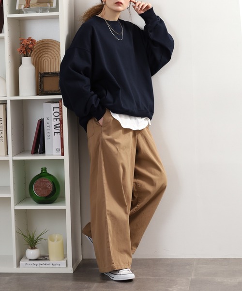 FUNALIVE(ファンアライブ)の「チノワイドパンツ(チノパンツ・レディース・ブラック/カーキ/ベージュ・M/L/3L/LL)」の17枚目の写真