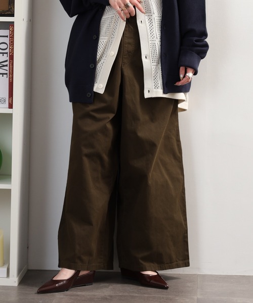 FUNALIVE(ファンアライブ)の「チノワイドパンツ(チノパンツ・レディース・ブラック/カーキ/ベージュ・M/L/3L/LL)」の20枚目の写真