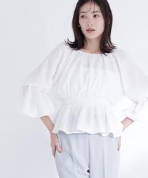 NATURAL BEAUTY BASIC | ◇メッシュギャザーペプラムブラウス(シャツ/ブラウス)