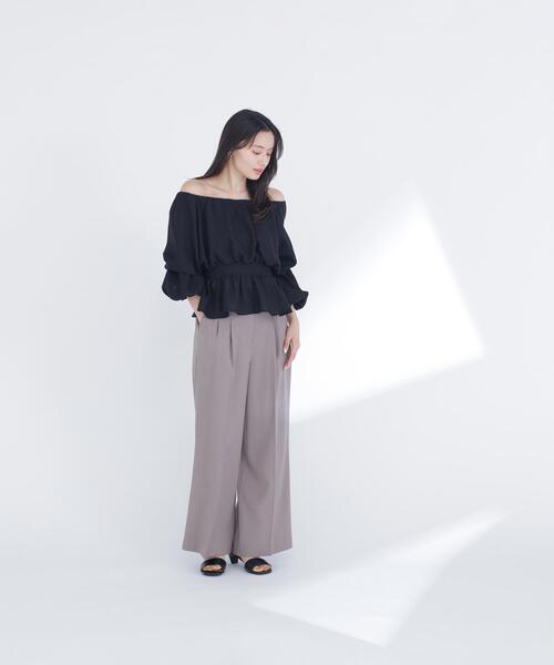 NATURAL BEAUTY BASIC(ナチュラルビューティーベーシック)の「◇メッシュギャザーペプラムブラウス(シャツ/ブラウス・レディース・ライトグリーン/ブラック/オフホワイト/ダークオレンジ・SMALL/MEDIUM)」の8枚目の写真