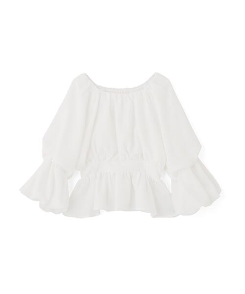 NATURAL BEAUTY BASIC(ナチュラルビューティーベーシック)の「◇メッシュギャザーペプラムブラウス(シャツ/ブラウス・レディース・ライトグリーン/ブラック/オフホワイト/ダークオレンジ・SMALL/MEDIUM)」の10枚目の写真