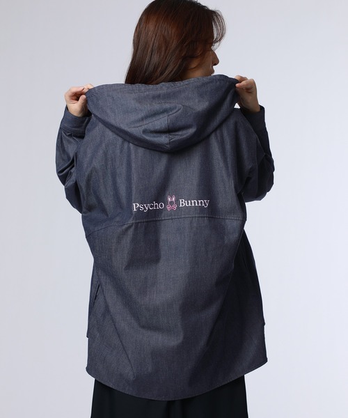 Psycho Bunny（サイコバニー）の「[WOMEN]BUNNY デニムフードシャツ（シャツ/ブラウス・レディース・ネイビー/ホワイト・FREE）」の14枚目の写真