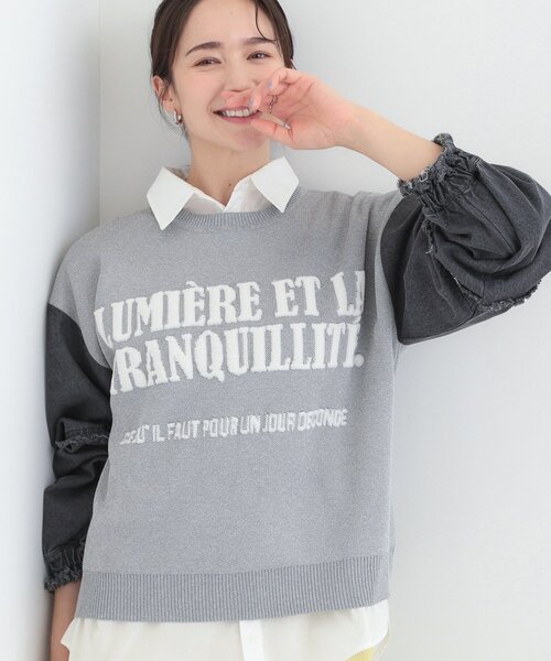 SHOO・LA・RUE（シューラルー）の「デニム袖切替ロゴニット（ニット/セーター・レディース・グレー/ライトブルー/ライトグレー・00）」の2枚目の写真