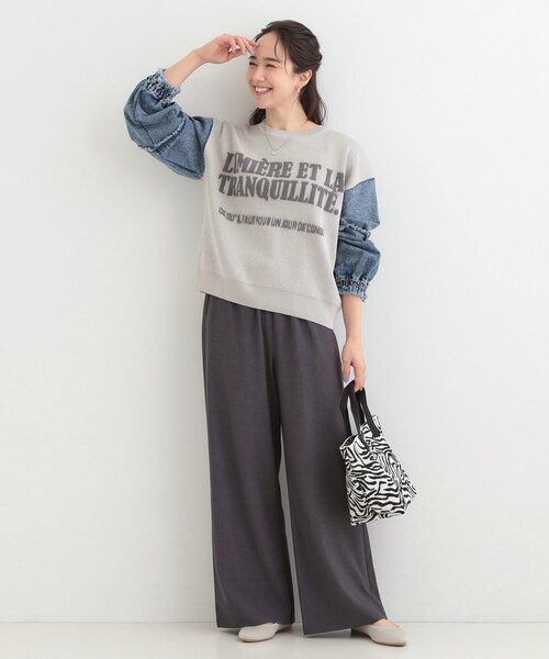 SHOO・LA・RUE（シューラルー）の「デニム袖切替ロゴニット（ニット/セーター・レディース・グレー/ライトブルー/ライトグレー・00）」の6枚目の写真