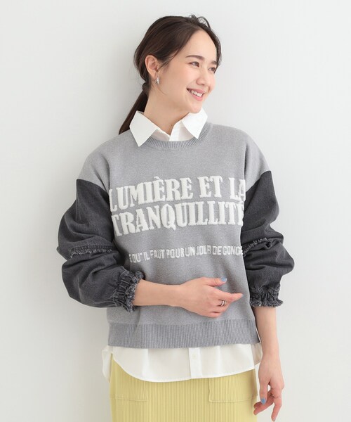 SHOO・LA・RUE（シューラルー）の「デニム袖切替ロゴニット（ニット/セーター・レディース・グレー/ライトブルー/ライトグレー・00）」の8枚目の写真