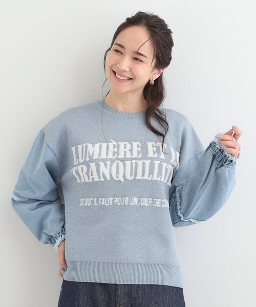 SHOO・LA・RUE（シューラルー）の「デニム袖切替ロゴニット（ニット/セーター・レディース・グレー/ライトブルー/ライトグレー・00）」の12枚目の写真