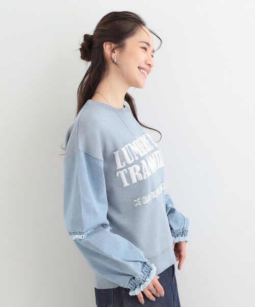 SHOO・LA・RUE（シューラルー）の「デニム袖切替ロゴニット（ニット/セーター・レディース・グレー/ライトブルー/ライトグレー・00）」の13枚目の写真