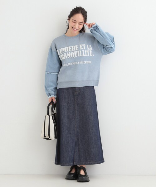 SHOO・LA・RUE（シューラルー）の「デニム袖切替ロゴニット（ニット/セーター・レディース・グレー/ライトブルー/ライトグレー・00）」の14枚目の写真