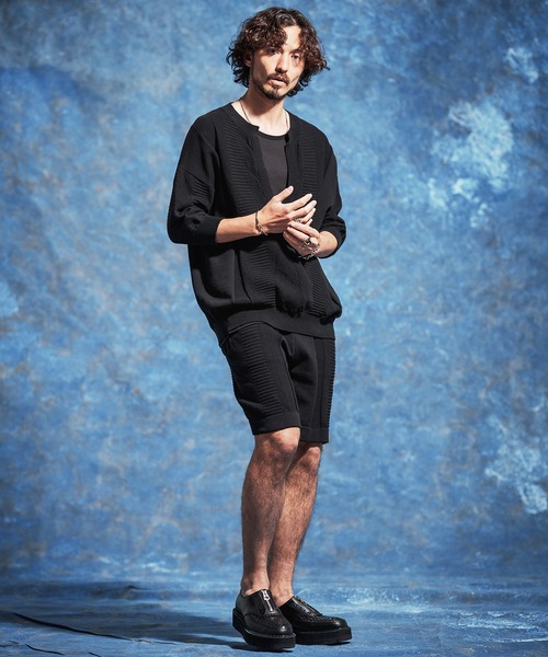 Jih Nunc（ジーヌンク）の「mn3225-ディープVキーネック7分袖ニットプルオーバー（ニット/セーター・メンズ・チャコール/ブラック・M/L/S）」の16枚目の写真