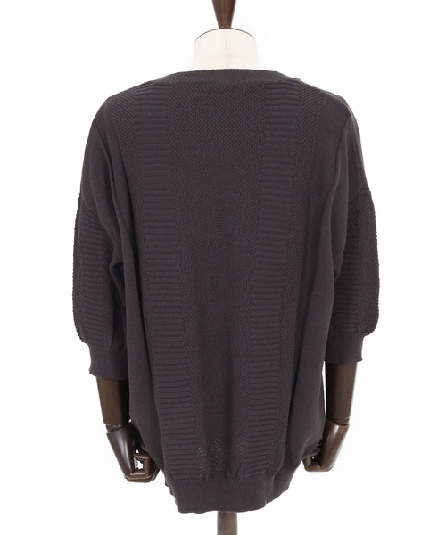 Jih Nunc（ジーヌンク）の「mn3225-ディープVキーネック7分袖ニットプルオーバー（ニット/セーター・メンズ・チャコール/ブラック・M/L/S）」の20枚目の写真