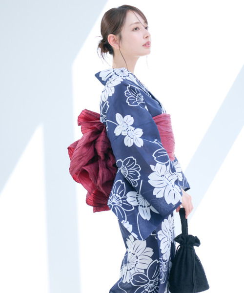 アソート 浴衣 2点セット 《帯+浴衣》 好印象を与える華やか清楚柄