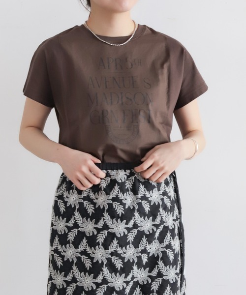 NOMBRE IMPAIR(ノンブルアンペール)の「MADISONプリント 布帛コンビTシャツ(Tシャツ/カットソー・レディース・ライトグレー/ブラウン・FREE)」の11枚目の写真