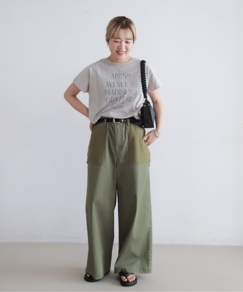 NOMBRE IMPAIR(ノンブルアンペール)の「MADISONプリント 布帛コンビTシャツ(Tシャツ/カットソー・レディース・ライトグレー/ブラウン・FREE)」の10枚目の写真