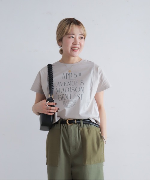 NOMBRE IMPAIR(ノンブルアンペール)の「MADISONプリント 布帛コンビTシャツ(Tシャツ/カットソー・レディース・ライトグレー/ブラウン・FREE)」の8枚目の写真