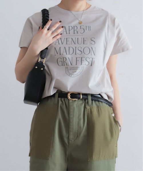 NOMBRE IMPAIR(ノンブルアンペール)の「MADISONプリント 布帛コンビTシャツ(Tシャツ/カットソー・レディース・ライトグレー/ブラウン・FREE)」の7枚目の写真