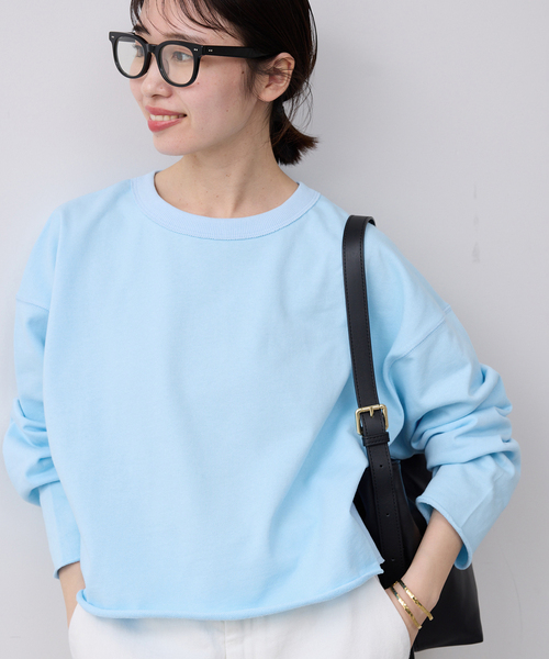 SLOBE IENA（スローブイエナ）の「ミニ裏毛カットオフショートプルオーバー（Tシャツ/カットソー・レディース・ホワイト/グレー/サックスブルー・FREE）」の3枚目の写真