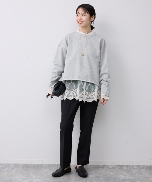 SLOBE IENA（スローブイエナ）の「ミニ裏毛カットオフショートプルオーバー（Tシャツ/カットソー・レディース・ホワイト/グレー/サックスブルー・FREE）」の4枚目の写真