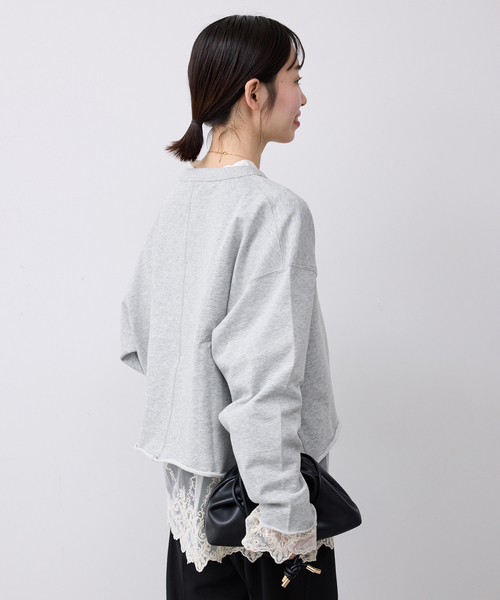 SLOBE IENA（スローブイエナ）の「ミニ裏毛カットオフショートプルオーバー（Tシャツ/カットソー・レディース・ホワイト/グレー/サックスブルー・FREE）」の8枚目の写真