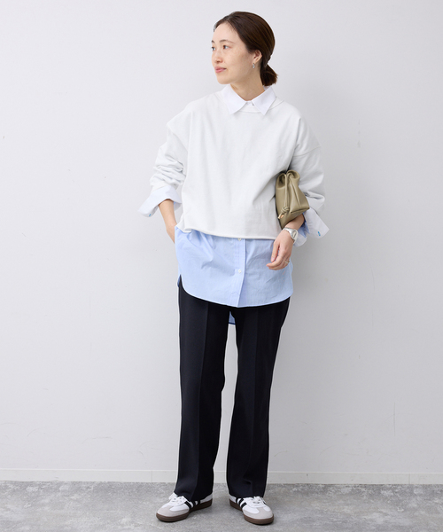 SLOBE IENA（スローブイエナ）の「ミニ裏毛カットオフショートプルオーバー（Tシャツ/カットソー・レディース・ホワイト/グレー/サックスブルー・FREE）」の10枚目の写真