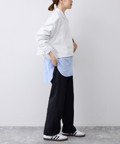 SLOBE IENA（スローブイエナ）の「ミニ裏毛カットオフショートプルオーバー（Tシャツ/カットソー・レディース・ホワイト/グレー/サックスブルー・FREE）」の11枚目の写真