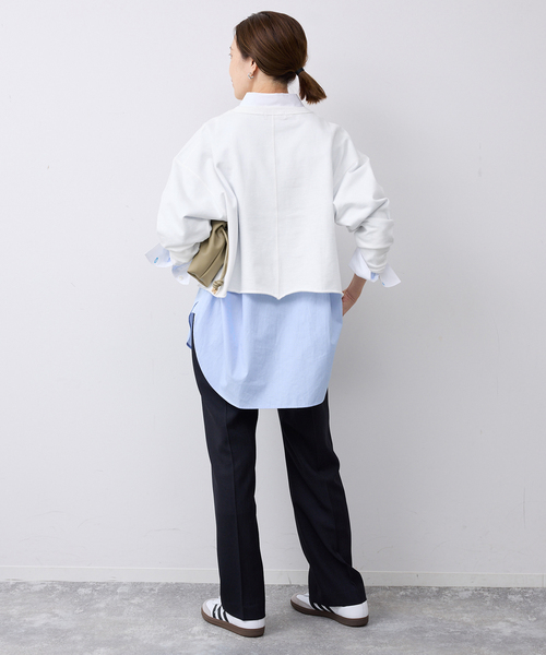 SLOBE IENA（スローブイエナ）の「ミニ裏毛カットオフショートプルオーバー（Tシャツ/カットソー・レディース・ホワイト/グレー/サックスブルー・FREE）」の12枚目の写真