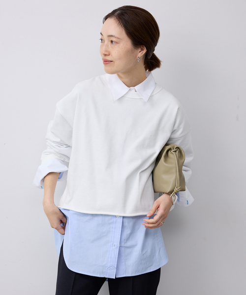 SLOBE IENA（スローブイエナ）の「ミニ裏毛カットオフショートプルオーバー（Tシャツ/カットソー・レディース・ホワイト/グレー/サックスブルー・FREE）」の13枚目の写真