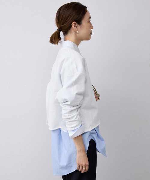 SLOBE IENA（スローブイエナ）の「ミニ裏毛カットオフショートプルオーバー（Tシャツ/カットソー・レディース・ホワイト/グレー/サックスブルー・FREE）」の14枚目の写真