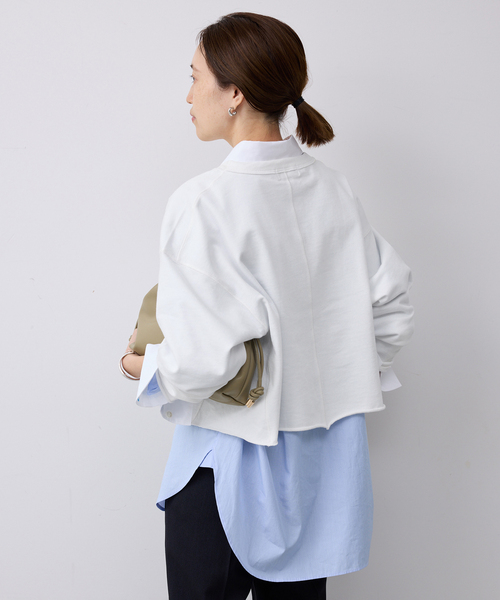 SLOBE IENA（スローブイエナ）の「ミニ裏毛カットオフショートプルオーバー（Tシャツ/カットソー・レディース・ホワイト/グレー/サックスブルー・FREE）」の15枚目の写真