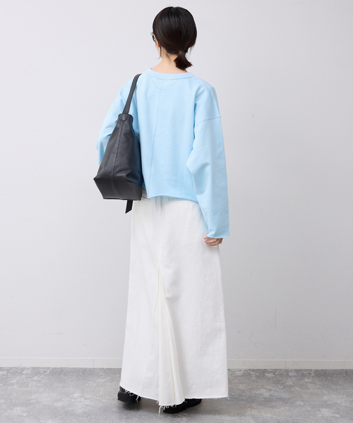 SLOBE IENA（スローブイエナ）の「ミニ裏毛カットオフショートプルオーバー（Tシャツ/カットソー・レディース・ホワイト/グレー/サックスブルー・FREE）」の18枚目の写真