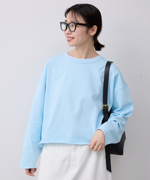 SLOBE IENA（スローブイエナ）の「ミニ裏毛カットオフショートプルオーバー（Tシャツ/カットソー・レディース・ホワイト/グレー/サックスブルー・FREE）」の19枚目の写真