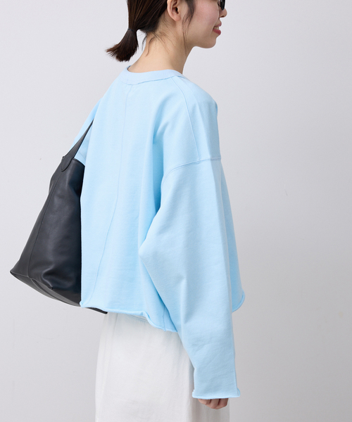 SLOBE IENA（スローブイエナ）の「ミニ裏毛カットオフショートプルオーバー（Tシャツ/カットソー・レディース・ホワイト/グレー/サックスブルー・FREE）」の20枚目の写真