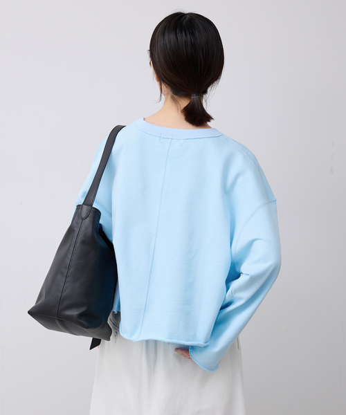 SLOBE IENA（スローブイエナ）の「ミニ裏毛カットオフショートプルオーバー（Tシャツ/カットソー・レディース・ホワイト/グレー/サックスブルー・FREE）」の21枚目の写真