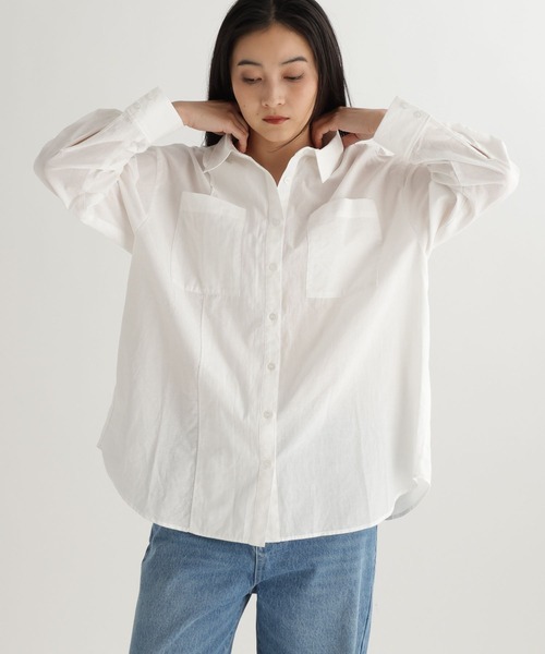 studio CLIP(スタディオクリップ)の「【daily CLIP】切り替えシャツ(シャツ/ブラウス・レディース・ブルー/チャコール/ホワイト・FREE)」の2枚目の写真