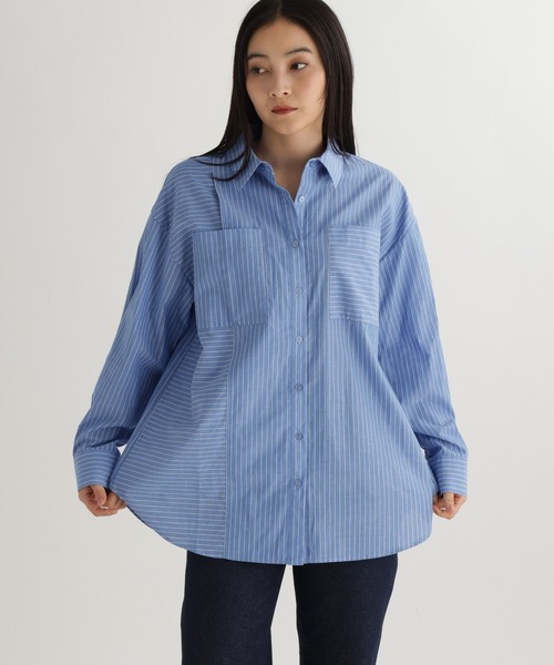 studio CLIP(スタディオクリップ)の「【daily CLIP】切り替えシャツ(シャツ/ブラウス・レディース・ブルー/チャコール/ホワイト・FREE)」の3枚目の写真