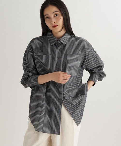 studio CLIP(スタディオクリップ)の「【daily CLIP】切り替えシャツ(シャツ/ブラウス・レディース・ブルー/チャコール/ホワイト・FREE)」の11枚目の写真