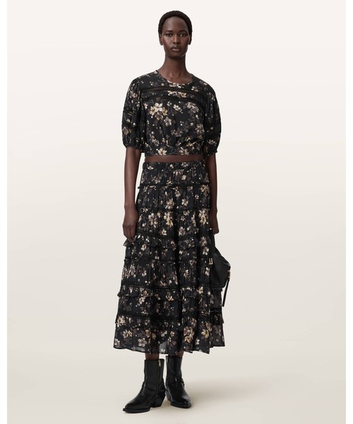 ALLSAINTS(オールセインツ)の「PEONY LACE TRIM CROPPED TOP | PEONY レース トリム クロップド トップ(その他トップス・レディース・ブラック・4/6/8/10)」の2枚目の写真