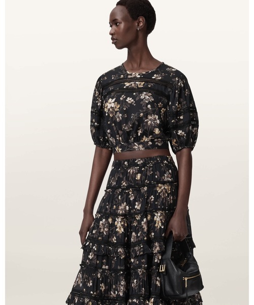 ALLSAINTS(オールセインツ)の「PEONY LACE TRIM CROPPED TOP | PEONY レース トリム クロップド トップ(その他トップス・レディース・ブラック・4/6/8/10)」の3枚目の写真