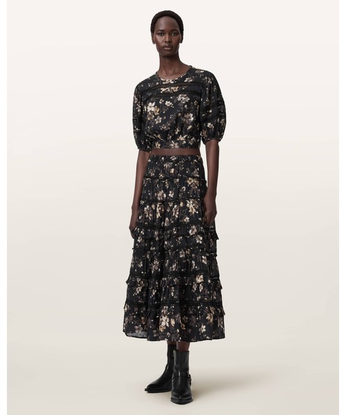 ALLSAINTS(オールセインツ)の「PEONY LACE TRIM CROPPED TOP | PEONY レース トリム クロップド トップ(その他トップス・レディース・ブラック・4/6/8/10)」の4枚目の写真