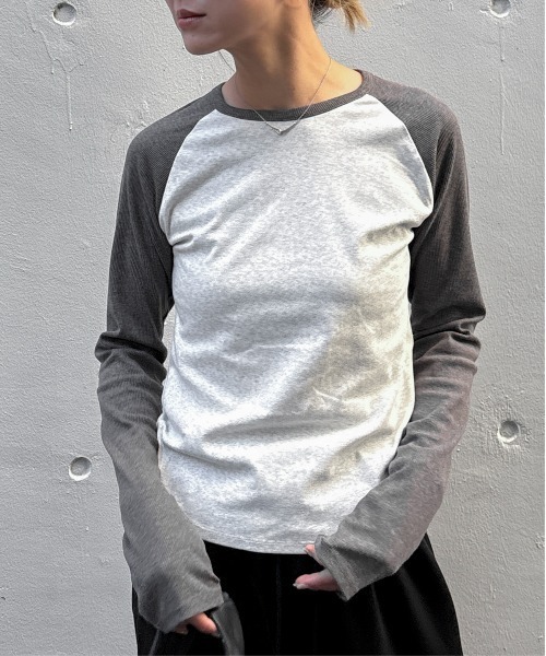 feepur（フェピュール）の「異素材ラグランロンTee（Tシャツ/カットソー・レディース・ネイビー/チャコールグレー・MEDIUM）」の22枚目の写真