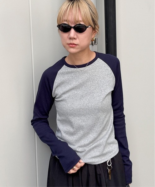 feepur（フェピュール）の「異素材ラグランロンTee（Tシャツ/カットソー・レディース・ネイビー/チャコールグレー・MEDIUM）」の13枚目の写真