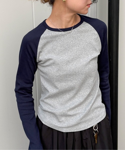 feepur（フェピュール）の「異素材ラグランロンTee（Tシャツ/カットソー・レディース・ネイビー/チャコールグレー・MEDIUM）」の12枚目の写真