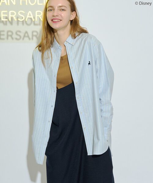 Disney(ディズニー)の「【Mickey&Friends】ボタンダウンシャツ(シャツ/ブラウス・レディース・ブルー/ピンク/イエロー/ミント・FREE)」の1枚目の写真