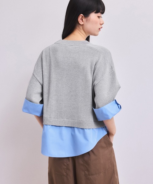 ADAM ET ROPE'（アダムエロペ）の「【WEB限定】シャツコンビニットプルオーバー（ニット/セーター・レディース・ブラック/ダークブラウン/グレー・FREE）」の12枚目の写真