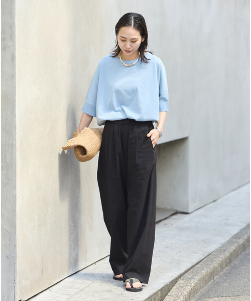 JOURNAL STANDARD（ジャーナルスタンダード）の「《追加》ウォッシャブルコットンリネンVISストレートパンツ（その他パンツ・レディース・ブラック/チョコ/オートミール/ダークブルー・36/38/40）」の5枚目の写真