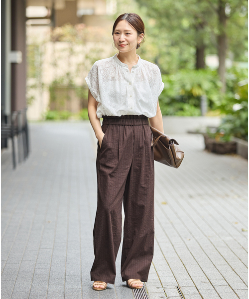 JOURNAL STANDARD（ジャーナルスタンダード）の「《追加》ウォッシャブルコットンリネンVISストレートパンツ（その他パンツ・レディース・ブラック/チョコ/オートミール/ダークブルー・36/38/40）」の10枚目の写真