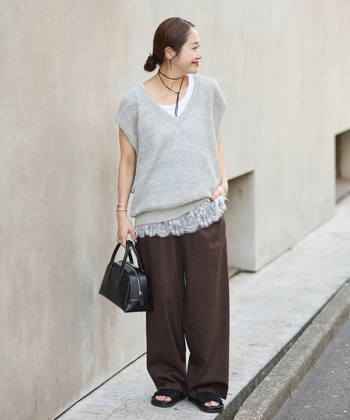 JOURNAL STANDARD（ジャーナルスタンダード）の「《追加》ウォッシャブルコットンリネンVISストレートパンツ（その他パンツ・レディース・ブラック/チョコ/オートミール/ダークブルー・36/38/40）」の11枚目の写真