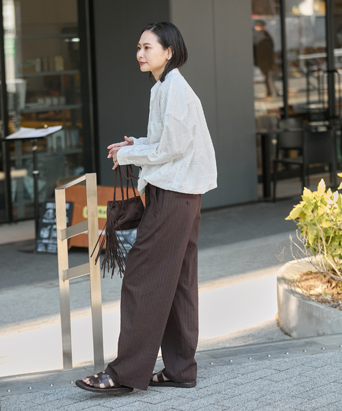 JOURNAL STANDARD（ジャーナルスタンダード）の「《追加》ウォッシャブルコットンリネンVISストレートパンツ（その他パンツ・レディース・ブラック/チョコ/オートミール/ダークブルー・36/38/40）」の12枚目の写真