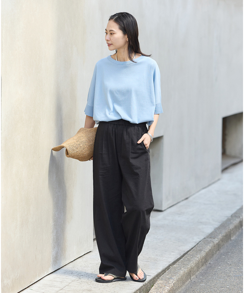 JOURNAL STANDARD（ジャーナルスタンダード）の「《追加》ウォッシャブルコットンリネンVISストレートパンツ（その他パンツ・レディース・ブラック/チョコ/オートミール/ダークブルー・36/38/40）」の14枚目の写真